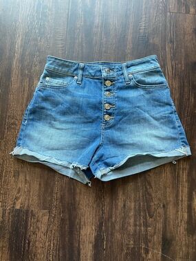 Guess Faded Blue High-Rise Button-Fly Denim Shorts